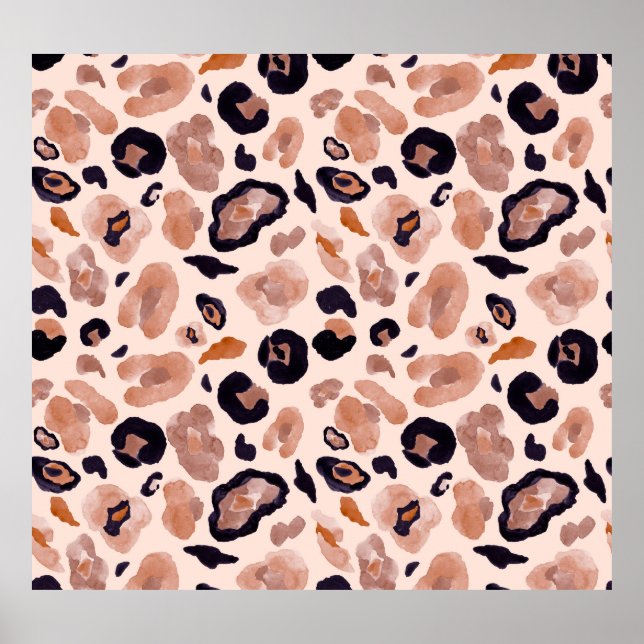 Leopard print, seamless, beige background. poster (Front)
