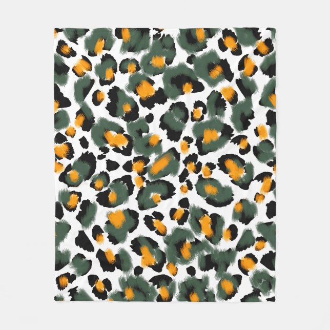 Leopard print seamless pattern fleece blanket (Front)