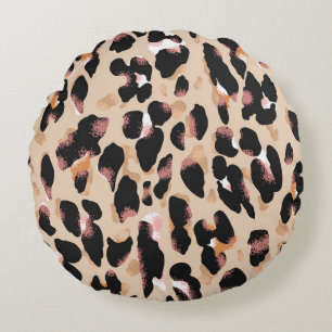 Leopard print seamless pattern round cushion
