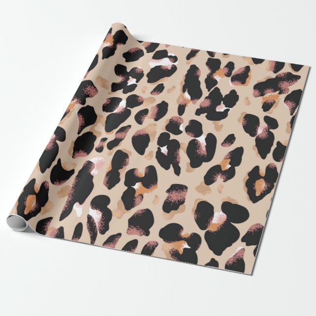 Leopard print seamless pattern wrapping paper (Unrolled)
