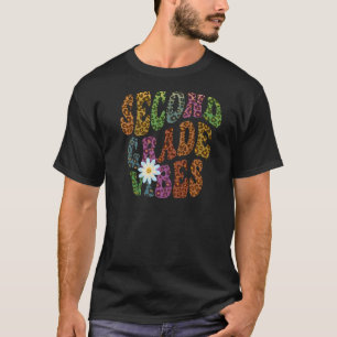 Leopard Print SECOND GRADE VIBES Teacher Peace Lov T-Shirt