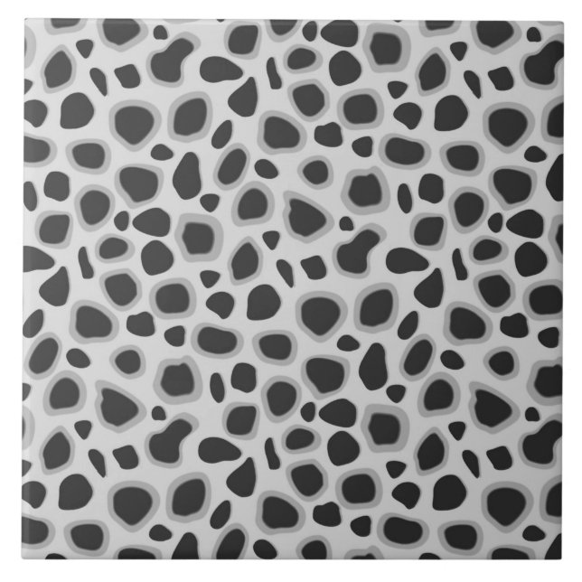 Leopard Print - Shades of Grey Ceramic Tile (Front)
