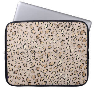 Leopard Print, Shining Gold Spots. Laptop Sleeve