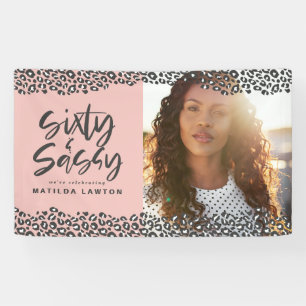 Leopard print sixty and sassy 60th birthday photo banner