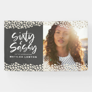 Leopard print sixty and sassy 60th birthday photo banner