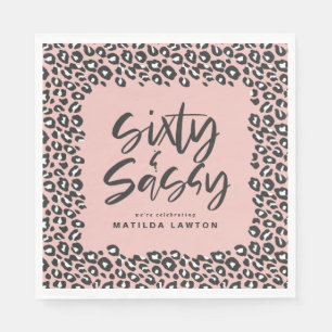 leopard print sixty and sassy party napkin