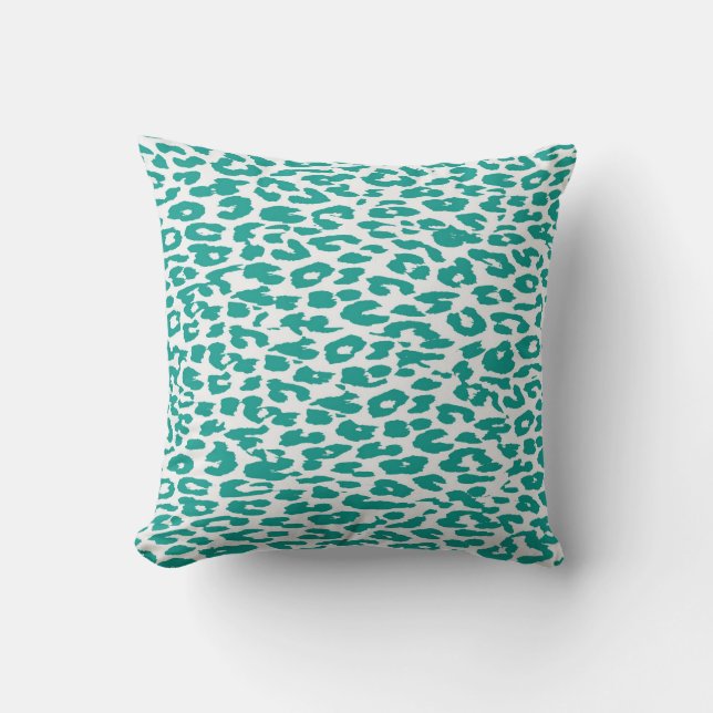 Leopard Print Skin Turquoise Cushion (Front)