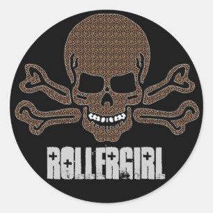 leopard print skull and crossbones classic round sticker