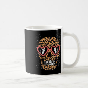 Leopard Print Skull Skeleton Funny Halloween Women Coffee Mug