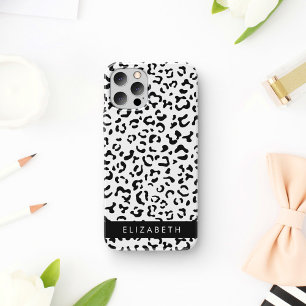 Leopard Print, Spots, Black And White, Your Name iPhone 12 Pro Case