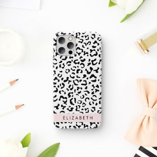 Leopard Print, Spots, Black And White, Your Name iPhone 16 Case