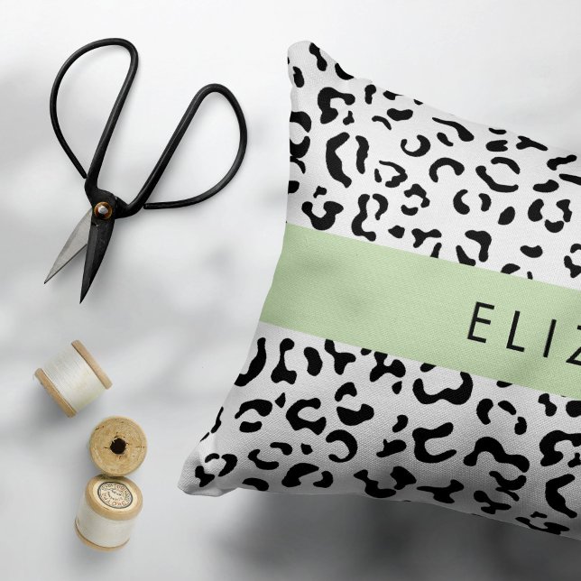 Leopard Print, Spots, Black And White, Your Name Pillowcase (Creator Uploaded)