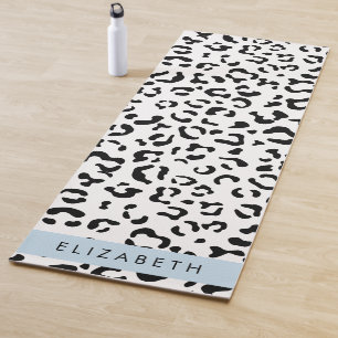 Leopard Print, Spots, Black And White, Your Name Yoga Mat