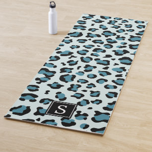 Leopard Print, Spots, Blue Leopard, Monogram Yoga Mat
