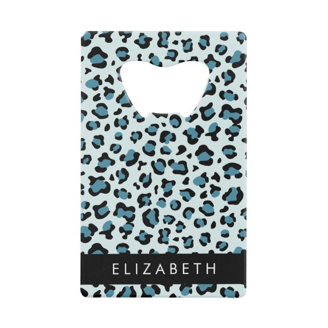 Leopard Print, Spots, Blue Leopard, Your Name (Front)