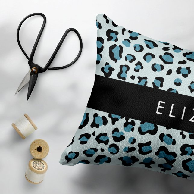 Leopard Print, Spots, Blue Leopard, Your Name Pillowcase (Creator Uploaded)