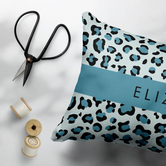 Leopard Print, Spots, Blue Leopard, Your Name Pillowcase (Creator Uploaded)