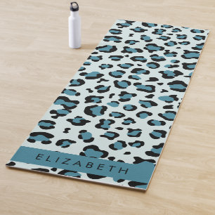 Leopard Print, Spots, Blue Leopard, Your Name Yoga Mat
