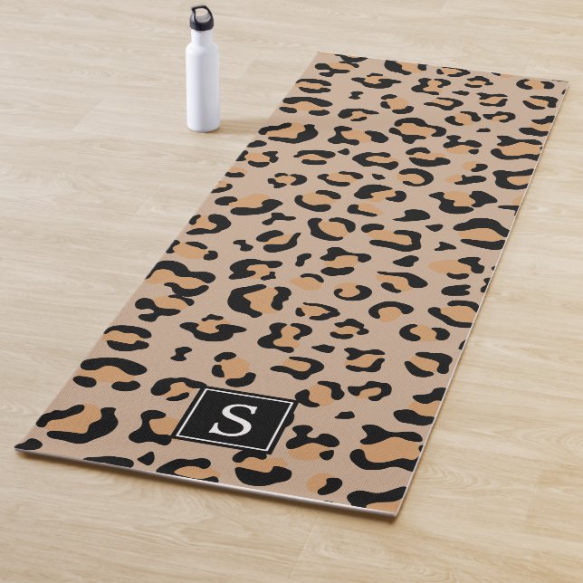 Leopard Print, Spots, Brown Leopard, Monogram Yoga Mat (In Situ)