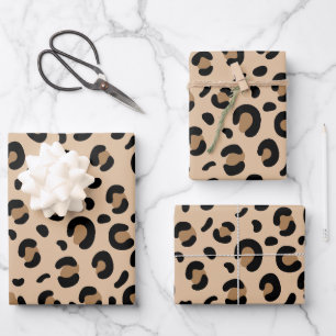Leopard Print, Spots, Brown Leopard Wrapping Paper Sheet