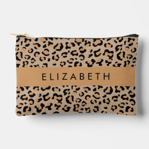 Leopard Print, Spots, Brown Leopard, Your Name Accessory Pouch