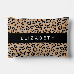 Leopard Print, Spots, Brown Leopard, Your Name Accessory Pouch