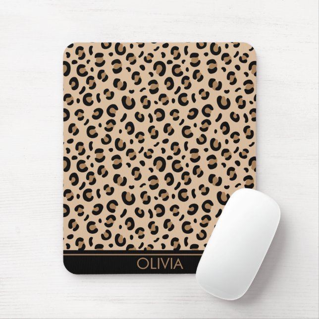 Leopard Print, Spots, Brown Leopard, Your Name Mouse Pad (With Mouse)