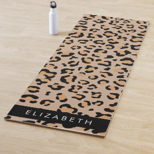 Leopard Print, Spots, Brown Leopard, Your Name Yoga Mat