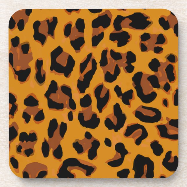 Leopard Print Spots Pattern Coaster (Front)