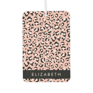 Leopard Print, Spots, Pink Leopard, Your Name Car Air Freshener