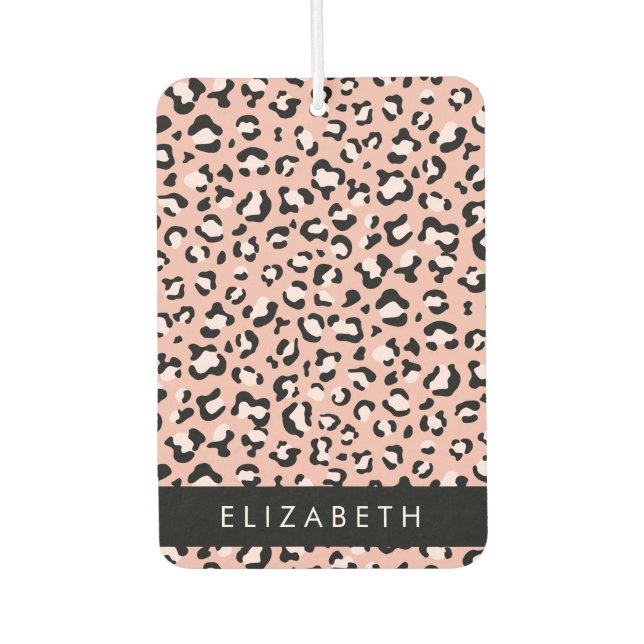 Leopard Print, Spots, Pink Leopard, Your Name Car Air Freshener (Front)