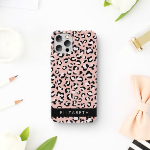 Leopard Print, Spots, Pink Leopard, Your Name iPhone 16 Case
