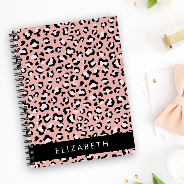 Leopard Print, Spots, Pink Leopard, Your Name Notebook (Creator Uploaded)