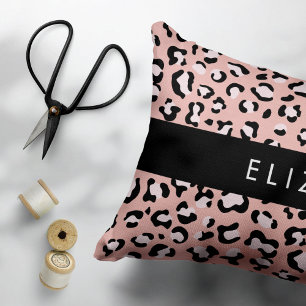 Leopard Print, Spots, Pink Leopard, Your Name Pillowcase