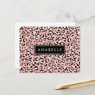 Leopard Print, Spots, Pink Leopard, Your Name Postcard