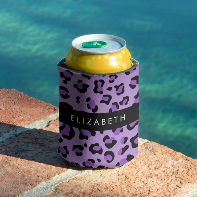 Leopard Print, Spots, Purple Leopard, Your Name Can Cooler (In Situ Pool)