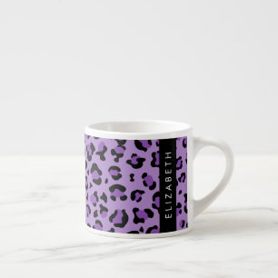 Leopard Print, Spots, Purple Leopard, Your Name Espresso Cup