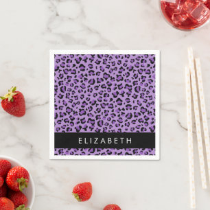 Leopard Print, Spots, Purple Leopard, Your Name Napkin