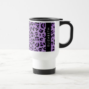 Leopard Print, Spots, Purple Leopard, Your Name Travel Mug