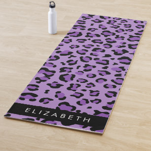 Leopard Print, Spots, Purple Leopard, Your Name Yoga Mat