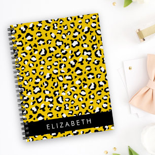 Leopard Print, Spots, Yellow Leopard, Your Name Notebook