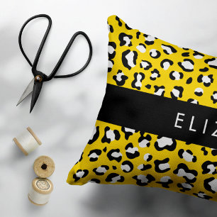 Leopard Print, Spots, Yellow Leopard, Your Name Pillowcase