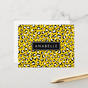 Leopard Print, Spots, Yellow Leopard, Your Name Postcard