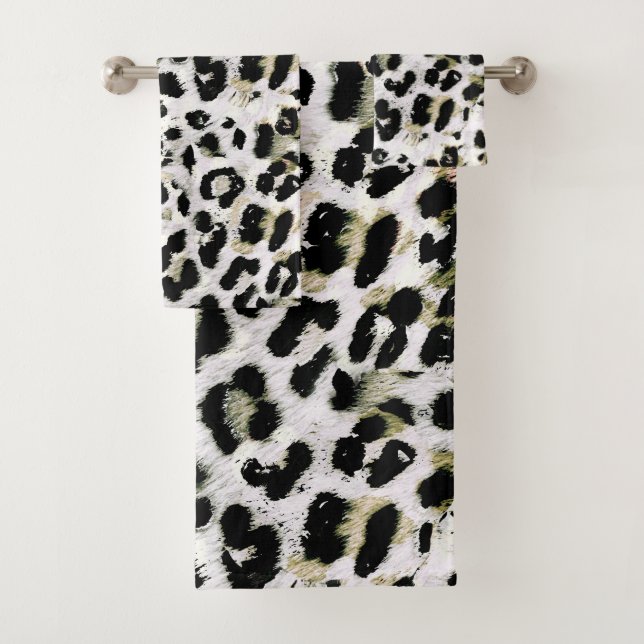 Leopard - print spotted animal-print bath towel set (Insitu)