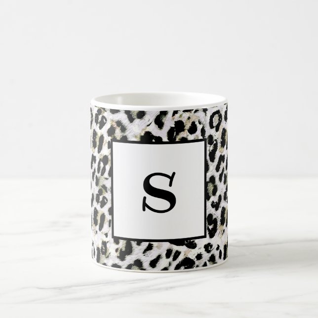 Leopard - print spotted Monogram, personalised, Coffee Mug (Center)