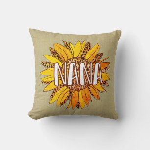 Leopard Print Sunflower MOM Throw Pillow