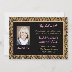 Leopard Print Sweet 16 Birthday Invitation