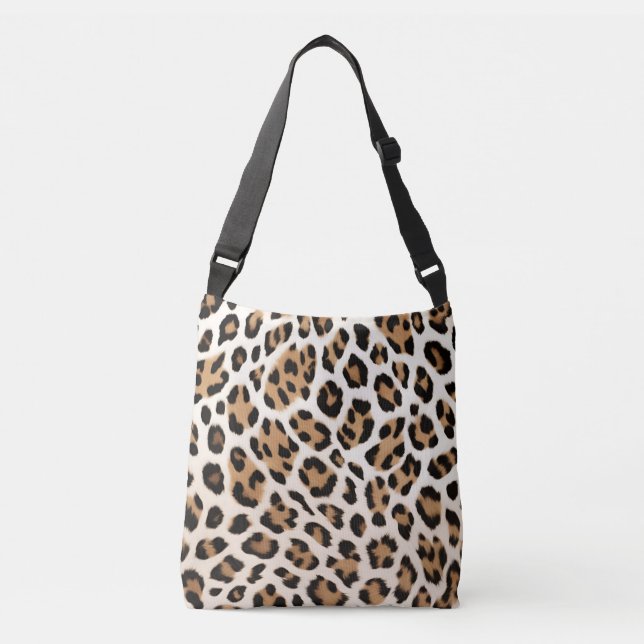 Leopard Print Tan White Crossbody Bag (Front)