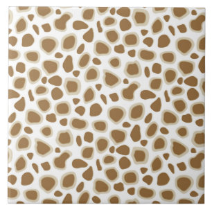 Leopard Print - Taupe Tan and White Ceramic Tile