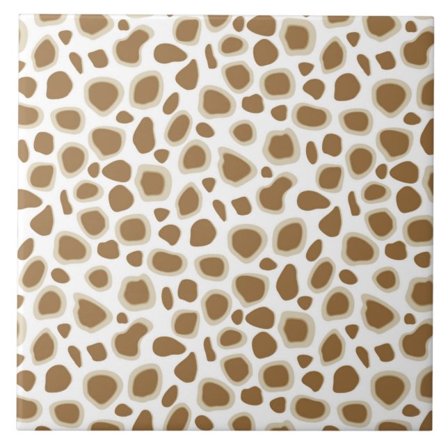 Leopard Print - Taupe Tan and White Ceramic Tile (Front)